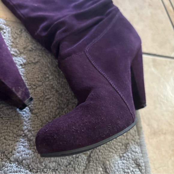 Sz 9B Jessica Simpson Deep Purple Heeled Boots with defects sexy club shoes - Picture 15 of 16